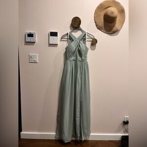 Azazie Women’s Agave Elvira Halter A-line Chiffon Bridesmaid Dress Size A2